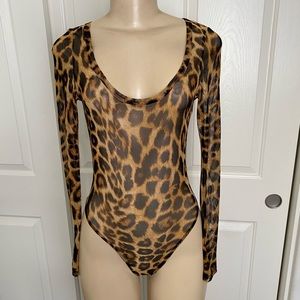 JLUXLABEL Cheetah Print Mesh Bodysuit